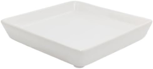 Square Ceramic Plant Saucer Tray 10 11 12 Inch White,12.4" OD x10.8 ID x1.4 Deep| Sturdy Heavy Duty Glazed Planter Drip Flower pots with Catch Basin for Indoor Outdoor Plants(12" White) by Unknown