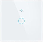 WiFi Smart Life Wall Light Switch EU&US Glass Touch Panel Voice Wireless Remote Control by Voice Control EU White 1GANG by Unknown