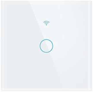 WiFi Smart Life Wall Light Switch EU&US Glass Touch Panel Voice Wireless Remote Control by Voice Control EU White 1GANG by Unknown