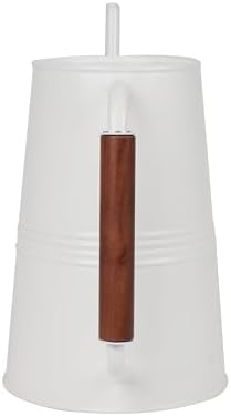 1 Gallon White Metal Watering Pot, Wooden Handle, Retro Gardening, Household and Indoor and Outdoor Durable Kettle Nordic Style Garden Decoration. - Image 2
