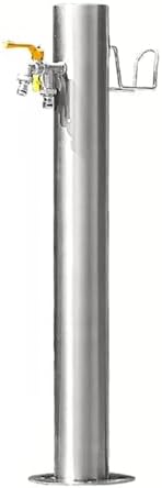 304 Stainless Steel Cylindrical Vertical Garden Water Column, Freestanding Hose Stand with Faucet, Vertical Water Hydrant Decorative Water Feature Fountain Stainless Steel Color H33.9in by Unknown