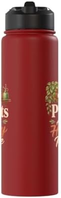 Plants Are My Happy Place Plant Mom Lover Watercolor Gift Stainless Steel Insulated Water Bottle - Image 2