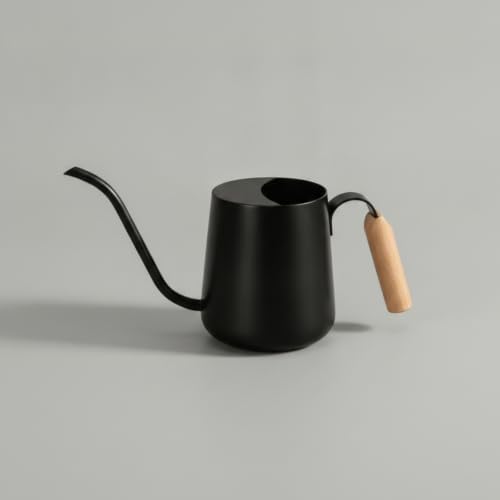 Compact Watering Can with Wooden Handle, Matte Black - Image 5