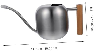Watering Can for Indoor Plants Stainless Steel 1.2l with Wooden Handle - Image 2