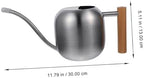 Watering Can for Indoor Plants Stainless Steel 1.2l with Wooden Handle - Image 2