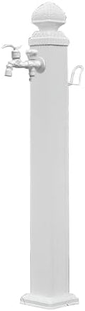 Outdoor Faucet with Hose Holder, Freestanding Vertical Garden Water Column, Decorative Water Feature, Fountain, Hydrant for Yard (White)(114cm/44.9in) by Unknown