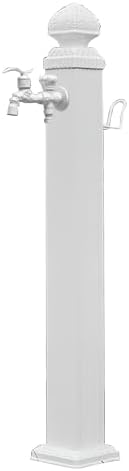 Outdoor Faucet with Hose Holder, Freestanding Vertical Garden Water Column, Decorative Water Feature, Fountain, Hydrant for Yard (White)(114cm/44.9in) by Unknown