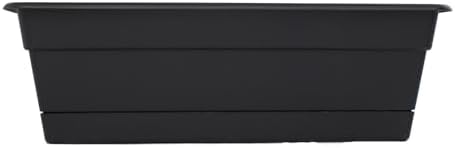 Bloem Dura Cotta 30" Plastic Window Box Planter with Saucer, Black, 3-Pack - Image 3