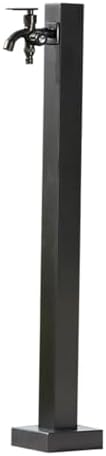 Stainless Steel Outdoor Faucet, Vertical Garden Water Column, Freestanding Double Faucet Hose Holder, Square Design, 37"x2" for Easy Watering & Durable Use by Unknown