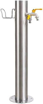 Stainless Steel Outdoor Water Column with Double Faucet, Freestanding Garden Water Column for Hose Connection, Outdoor Vertical Garden Water Column with Hose Holder for Patio, Irrigation by Unknown