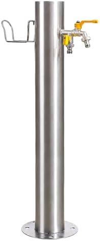 Stainless Steel Outdoor Water Column with Double Faucet, Freestanding Garden Water Column for Hose Connection, Outdoor Vertical Garden Water Column with Hose Holder for Patio, Irrigation by Unknown