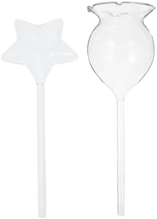 Abaodam 2pcs Self-Watering Spikes for Indoor Plants, Glass Automatic Watering Device with Rose and Star Design, Garden Plant Drip Irrigation Tool for Potted Flowers and Greenhouse Use by Abaodam