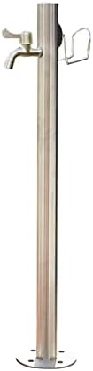 Floor-Standing Water Column with Faucet, Stainless Steel Outdoor Garden Hose Holder Anti-Freeze Cracking Vertical Water Column, Cylindrical Garden Fountain, 1/2-inch and 3/4-inch Hose Connectors by Unknown