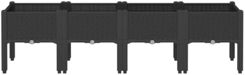 Black Garden Planter Box with Legs 63 Inch Polypropylene Rattan - Image 3
