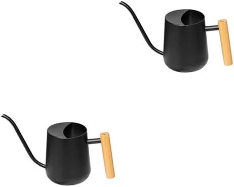 Mipcase 2pcs Indoor Watering Can Spout Metal Pot for House Plants and Flowers Capacity for Indoor Gardening Black Wooden Handle by Mipcase