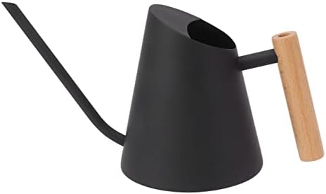 Tyenaza Watering Can Indoor Plants, Stainless Steel Long Spout Watering Pot with Wooden Handle, Modern Decorative Watering Pot for Garden Bonsai Indoor Outdoor (Black) by Tyenaza