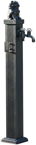 Free Standing Water Column for Home Garden, Outdoor Column Faucet, Garden Hose Holder with Full Copper Faucet, Square Garden Water Column, Stainless Steel(Black,113cm/44.5in) by Unknown