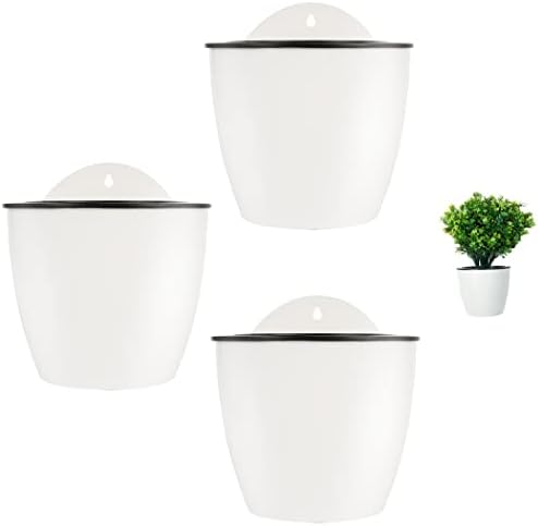 3 Pcs Hanging Flower Pot Resin with Hooks, Self Watering Balcony Planter, for Railings, Fences or Walls, Resin and Stainless Steel, for Succulents, Hydroponics and More - Image 4