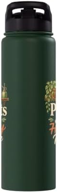 Plants Are My Happy Place Plant Mom Lover Watercolor Gift Stainless Steel Insulated Water Bottle - Image 4