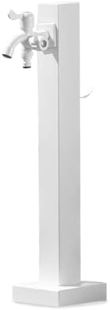 Stainless Steel Garden Water Column Stand with Faucet - Decorative Outdoor Water Feature Fountain & Hose Holder, 60cm/23.6in, Freestanding Hydrant, White by Unknown