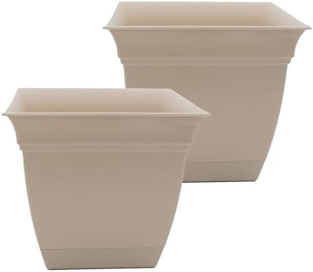 The HC Companies Eclipse Square Planter Pot, 12 Inch, Cottage Stone, 2-Pack by TheHCCompanies