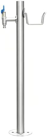 Freestanding Water Hydrant Heavy-Duty Cylindrical Garden Water Column Stainless Steel Outdoor Faucet Post Water Tap with Hose Holder(86x13cm) by PZEOB
