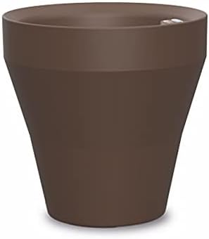 Crescent Garden TruDrop Rim Modern Self Watering Planter with Water Level Indicator, Indoor/Outdoor Weather-Safe Round Plant Pot, Grow Healthy Plants & Flowers - 22" W (Bark) by CrescentGarden