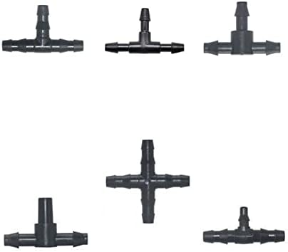 3/5 4/7 Hose Connectors Tee Cross Barb Coupling Watering Fitting For Hose Drip Irrigation System Joints 50Pcs (Color : 4I7 MM) by Unknown