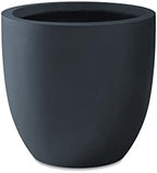 Kante Small Round Bowl Charcoal Concrete Planter 10" Dia, Outdoor by Unknown