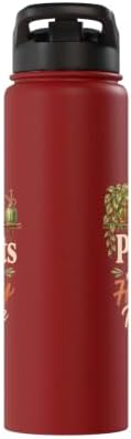 Plants Are My Happy Place Plant Mom Lover Watercolor Gift Stainless Steel Insulated Water Bottle - Image 4