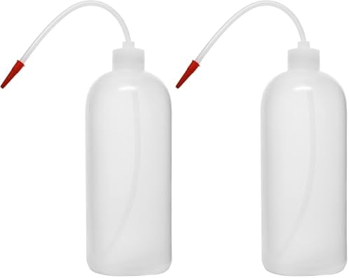 EISCO Wash Bottle, 1000ml - Polyethylene - Translucent, Unbreakable - Screw Cap with Flexible Delivery Tube for Dispensing Liquid - Includes Tube Cap (Pack of 2) by EiscoLabs