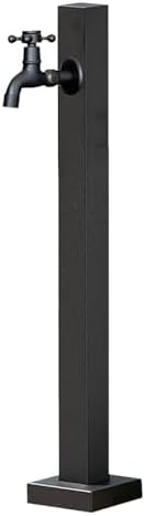 Freestanding Garden Hose Holder Faucet Post Stainless-Steel Water Tap, 60/80/95cm Tall Vertical Hydrant Dispenser - Bottom Or Side Inlet/Black Matte(Style 1,Height: 95cm/37.4in) by Gaommini