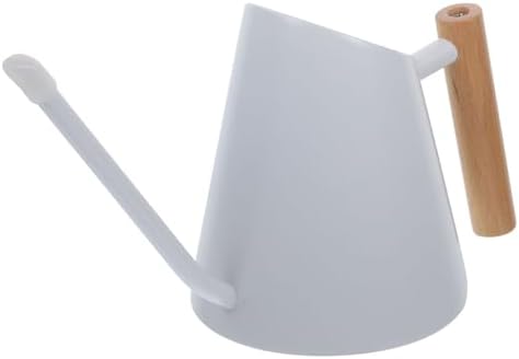 White Stainless Steel Watering Can 900ml with Wooden Handle by GANAZONOEnjoyYourLife