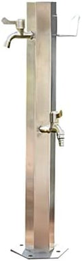 Outdoor Stainless Steel Square Water Column, Hose Stand with Faucet, Free Standing Column for Home Insulation and Antifreeze, Used Irrigation Watering Long double tap by Unknown