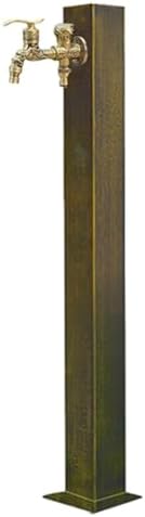 Floor Mounted Faucet Outdoor Water Pipe Vertical Fountain Irrigation Column,Freestanding 37in Outdoor Garden Water Column - Square Vertical Design with Double Outlet Faucet, Perfect for Easy by Unknown