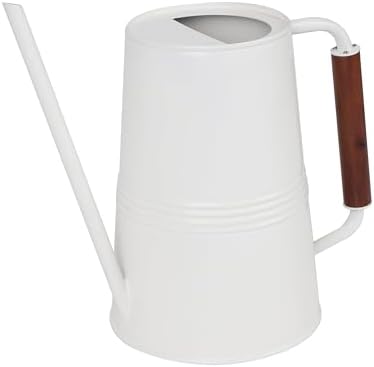 1 Gallon White Metal Watering Pot, Wooden Handle, Retro Gardening, Household and Indoor and Outdoor Durable Kettle Nordic Style Garden Decoration. - Image 6