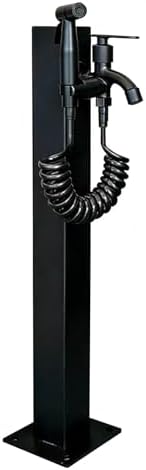 Freestanding Garden Hose Holder Faucet Post Stainless-Steel Water Tap, 60/80/95cm Tall Vertical Hydrant Dispenser - Bottom Or Side Inlet/Black Matte(Style 3,Height: 95cm/37.4in) by Gaommini