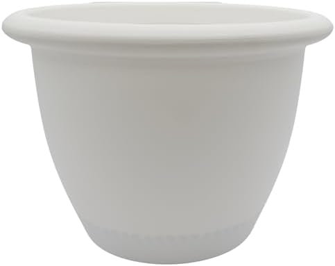 The HC Companies Sevilla Flower Planters - Durable Outdoor & Indoor Planter - Round Lightweight Self Watering Plant Pots for Herbs & More (16" White, Pack of 1) by TheHCCompanies
