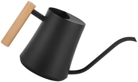 Watering Can Long Spout Vintage Stainless Steel with Wooden Handle by POPETPOP