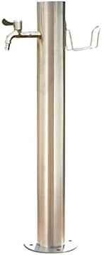 Floor-Standing Water Column with Faucet, Stainless Steel Outdoor Garden Hose Holder Anti-Freeze Cracking Vertical Water Column, Cylindrical Garden Fountain, 1/2-inch and 3/4-inch Hose Connectors by Unknown