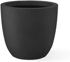 Kante Small Round Bowl Black Concrete Planter 10" Dia, Outdoor by Unknown
