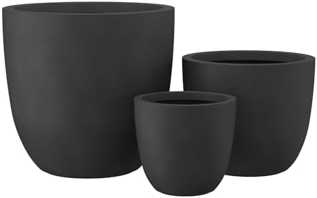 Kante Set of 3 Black Concrete Bowl Planters 18" 14" 18" Dia by Unknown