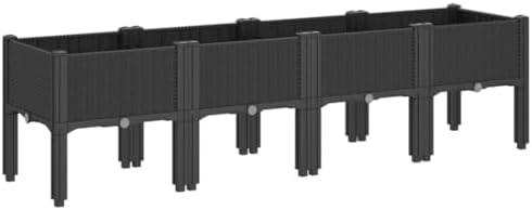 Black Garden Planter Box with Legs 63 Inch Polypropylene Rattan - Image 5