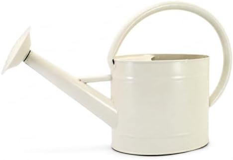 1.3 Gallon Matte Cream Metal Watering Can, Removable Spout by HORTICAN