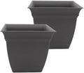 The HC Companies Eclipse Square Planter Pot, 12 Inch, Warm Gray, 2-Pack by TheHCCompanies