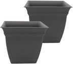 The HC Companies Eclipse Square Planter Pot, 12 Inch, Warm Gray, 2-Pack by TheHCCompanies