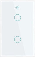 WiFi Smart Life Wall Light Switch EU&US Glass Touch Panel Voice Wireless Remote Control by Voice Control US White 2GANG by Unknown