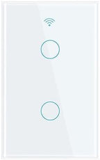 WiFi Smart Life Wall Light Switch EU&US Glass Touch Panel Voice Wireless Remote Control by Voice Control US White 2GANG by Unknown