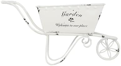 Decorative Wheelbarrow Planter, 11.5 Inch, Antique White - Image 2