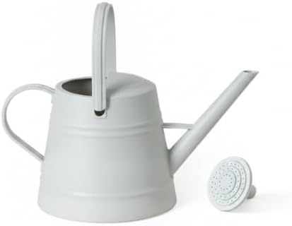 1 Gallon Plastic Watering Can with Long Spout & Dual Handles for Indoor Plants, Hanging Baskets - White, Yellow, Green, Gray by Unknown